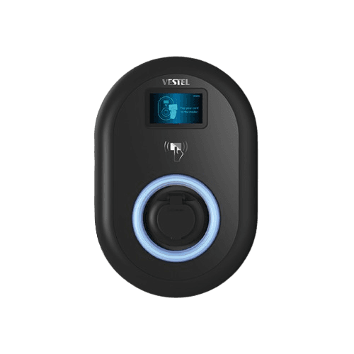 Wallbox Vestel s monitoringom DC prúdov, vstavaným elektromerom MID, Wi-Fi, LTE, RFID čítačkou, displejom a výstupom so zásuvkou