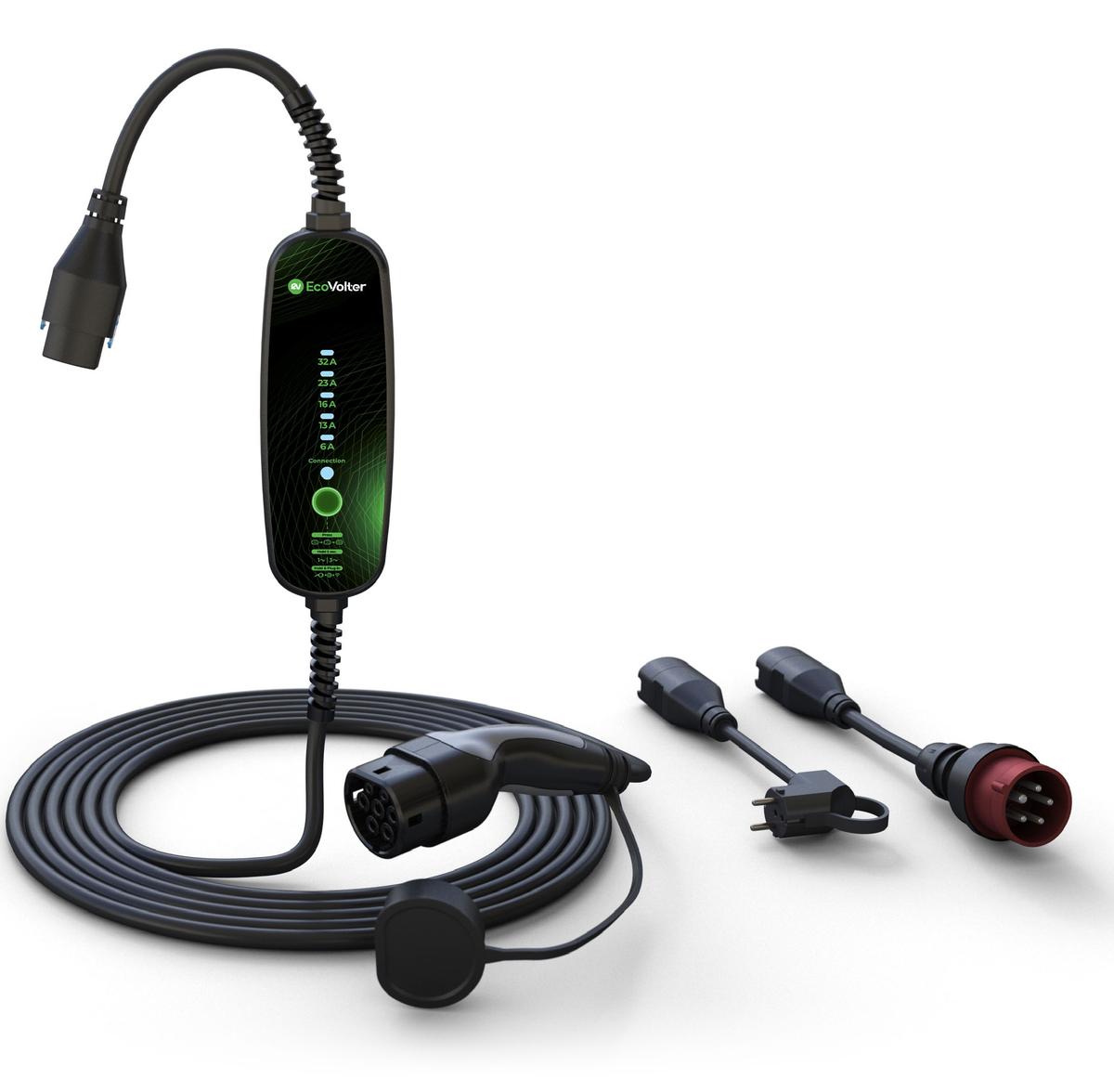 Mobilná nabíjacia stanica Ecovolter PRO II – 6,5 m (Wi-Fi) + adaptéry CEE 5P/16 A, CEE 5P/32 A, schuko 230 V